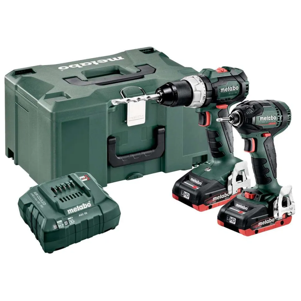 Työkalupaketti Metabo Combo Set 2.1.12 18V BL LiHD SB 18 LT BL + SSD 18 LTX 200 BL sisältää 2x4Ah LiHD-akut ja laturin ASC 55