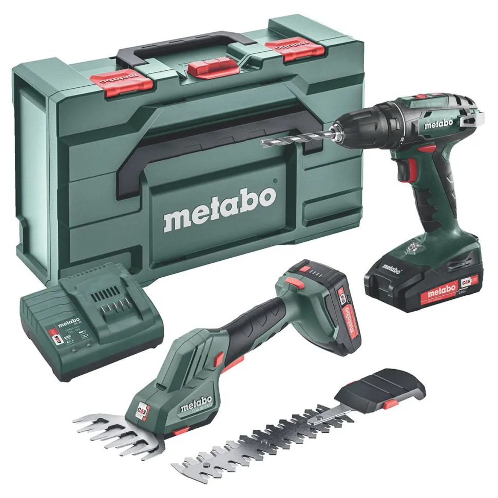 Työkalupaketti Metabo Combo Set 18V BS 18 SGS 18 LTX Q sisältää 2xLi-Power-akut ja laturin SC 30