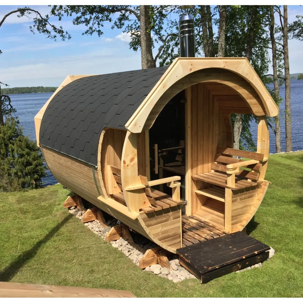 Tynnyrisauna Alex Basic ARCTIC FINLAND HOUSE Ø 2,3x3 m sis. kiuas ja hormi