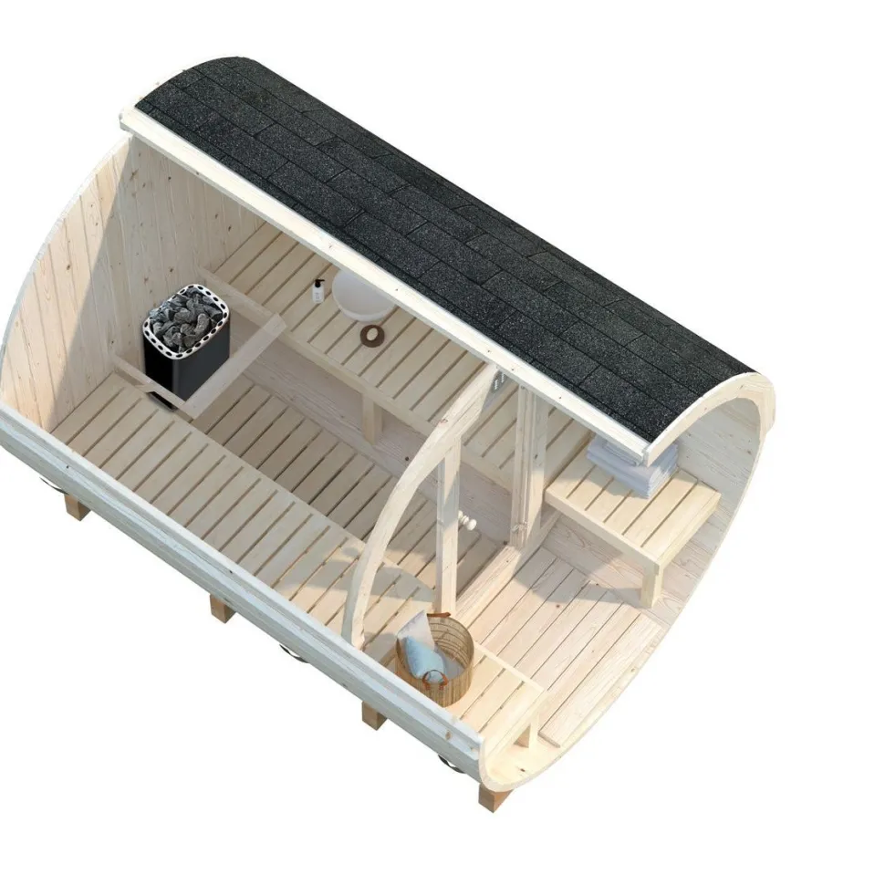 Tynnyrisauna Palmako Anita 1,6+0,7 m², ikkunoilla