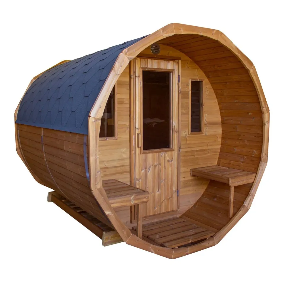 Tynnyrisauna SpaDealers vaakamalli Ø200x260cm lämpöpuu