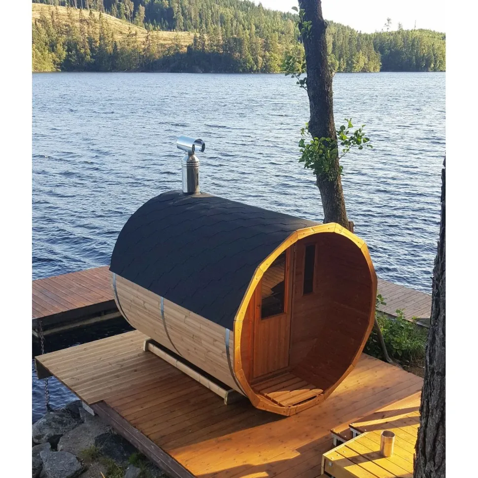 Tynnyrisauna SpaDealers vaakamalli Ø200x260cm lämpöpuu