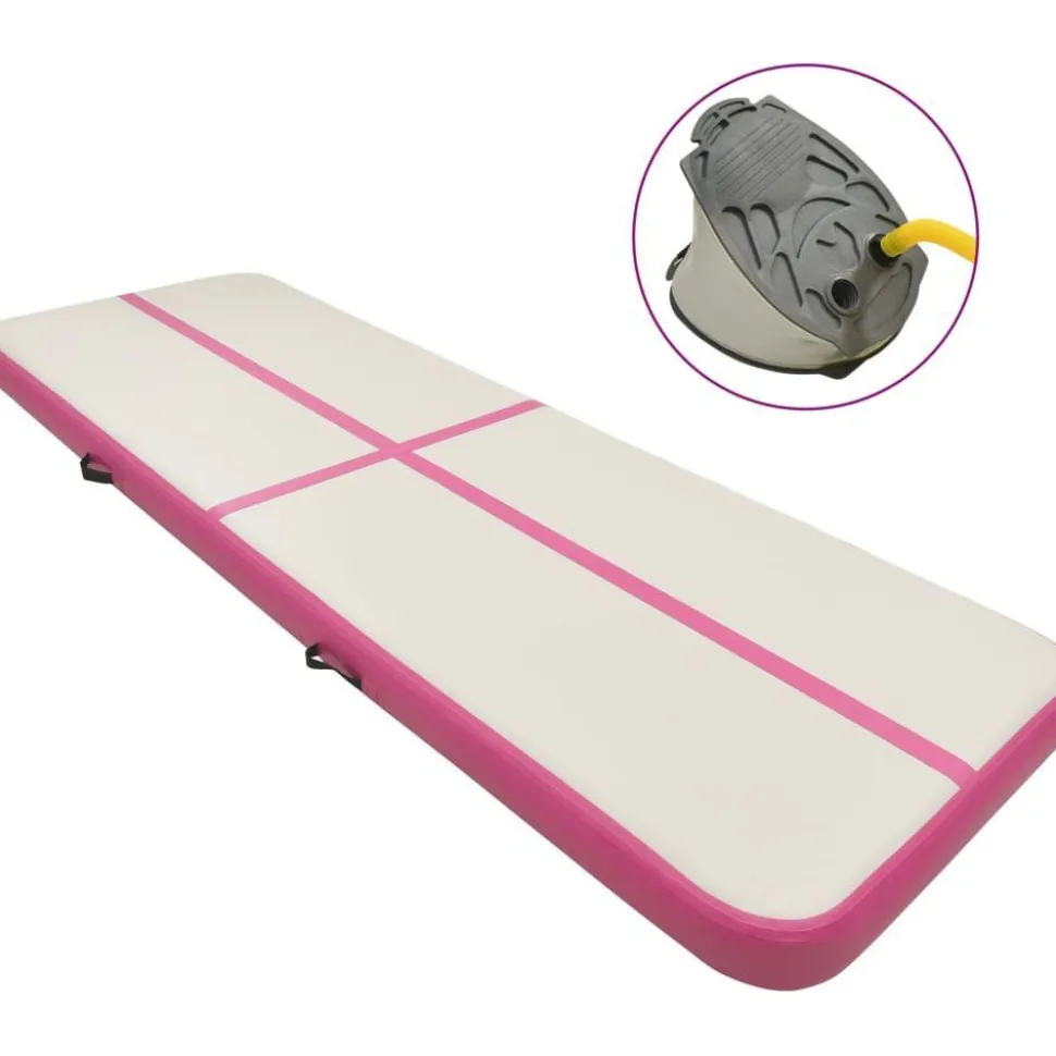 Täytettävä voimistelumatto pumpulla 300x100x15 cm PVC pinkki