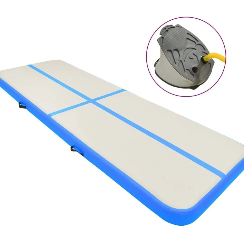 Täytettävä voimistelumatto pumpulla 400x100x15cm PVC sininen