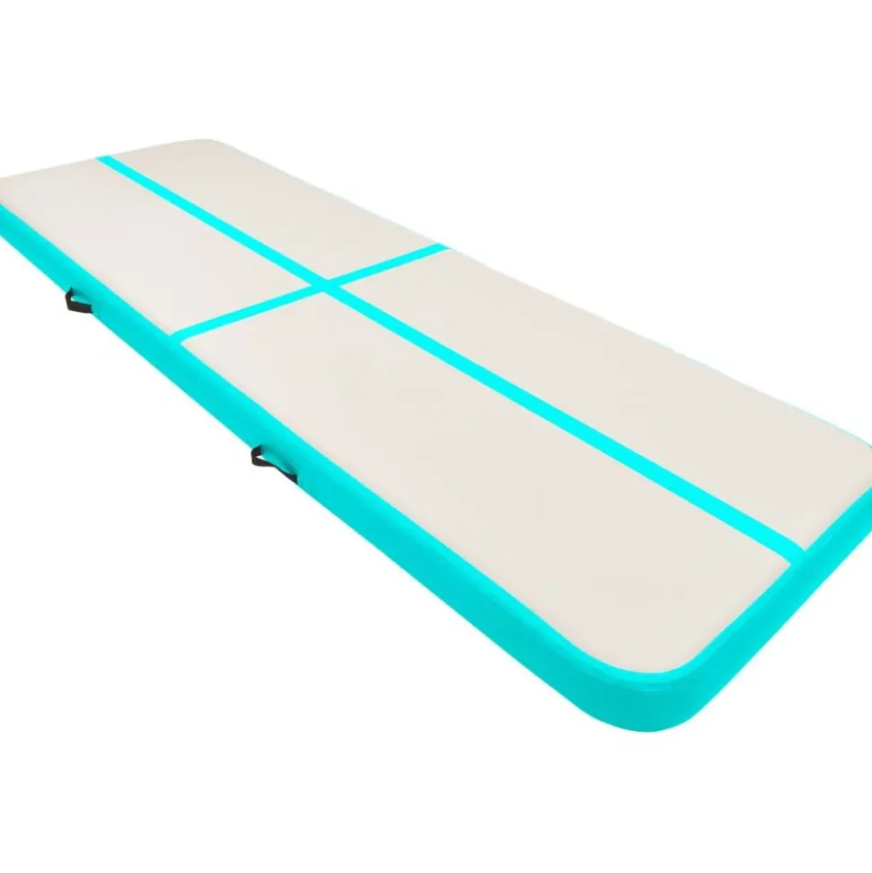 Täytettävä voimistelumatto pumpulla 400x100x15 cm PVC vihreä