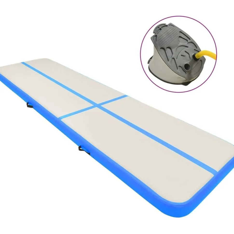 Täytettävä voimistelumatto pumpulla 600x100x15cm PVC sininen