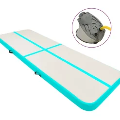 Täytettävä voimistelumatto pumpulla 500x100x20 cm PVC vihreä