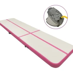 Täytettävä voimistelumatto pumpulla 600x100x20 cm PVC pinkki
