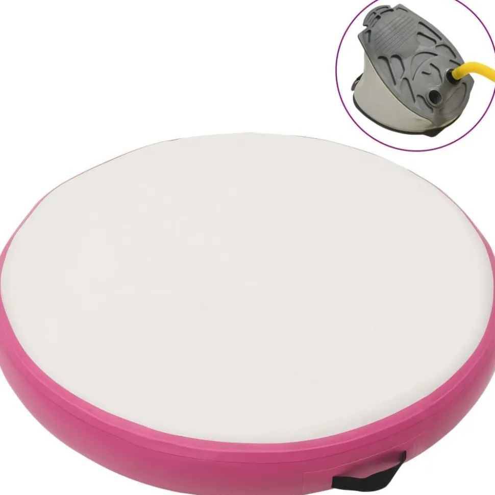 Täytettävä voimistelumatto pumpulla 100x100x15 cm PVC pinkki