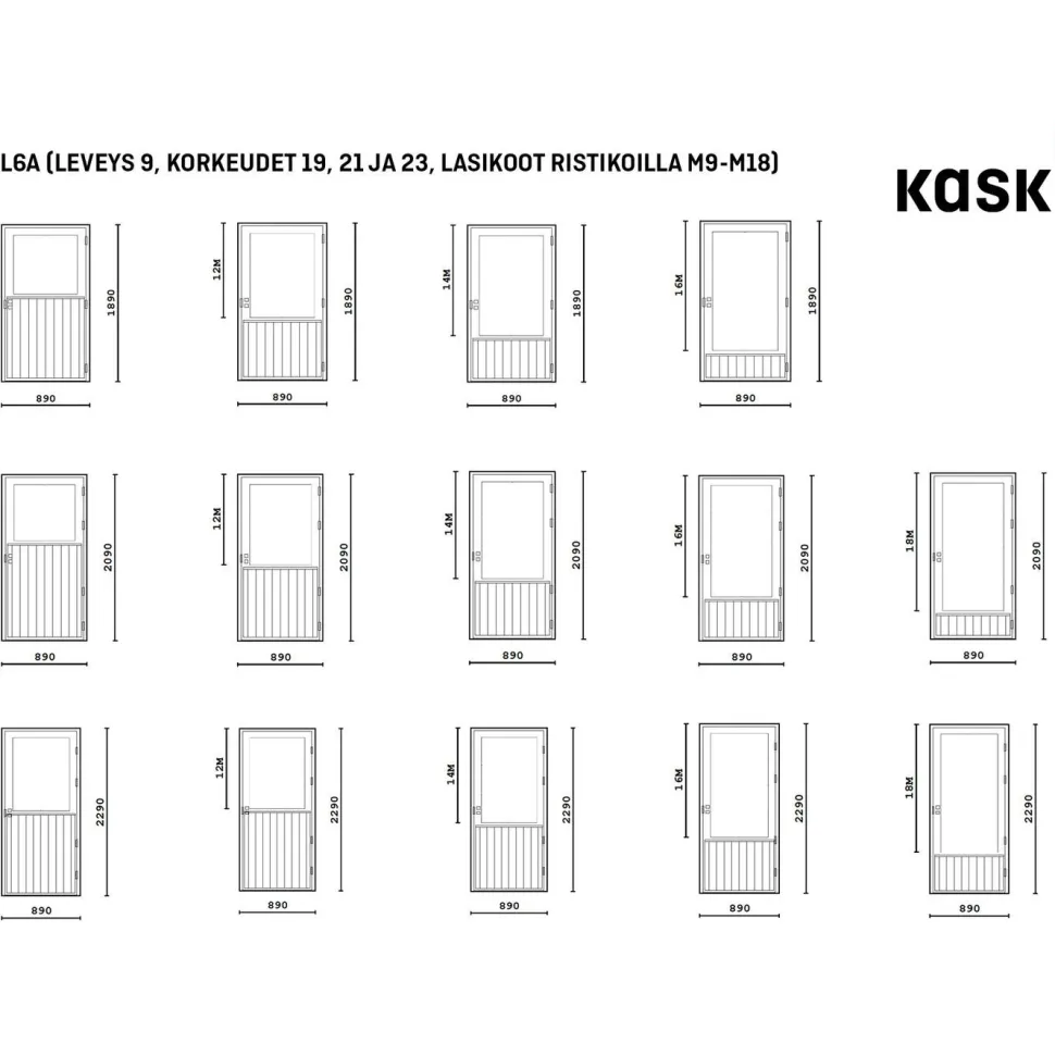 Ulko-ovi Kaskipuu UL7A M18 Huvila mittatilausovi ilman ristikkoa