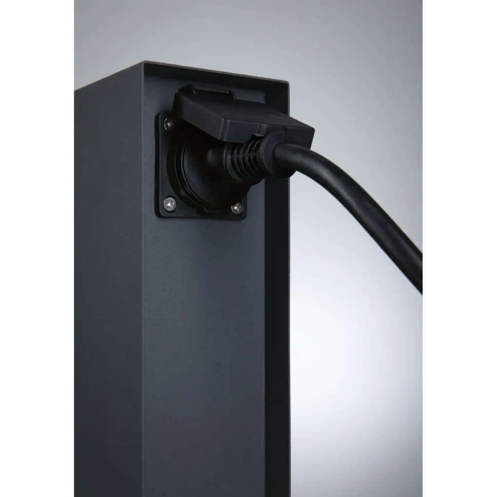Ulkopistorasiapylväs hämärätunnistimella Paulmann Plug & Shine Rio, IP44, antrasiitti
