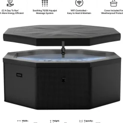 Ulkoporeallas Wave Spa Como, 6 hlöä, 90 suutinta, WiFi, kahdeksankulmainen, koottava, musta