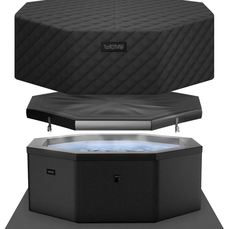 Ulkoporeallas Wave Spa Como, 6 hlöä, 90 suutinta, WiFi, kahdeksankulmainen, koottava, musta