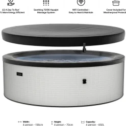 Ulkoporeallas Wave Spa Tahoe, 4 hlöä, 70 suutinta, WiFi, pyöreä, koottava, harmaa