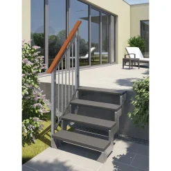 Ulkoportaat Dolle Gardentop Trimax yhdellä Nordic-kaiteella antrasiitti eri kokoja