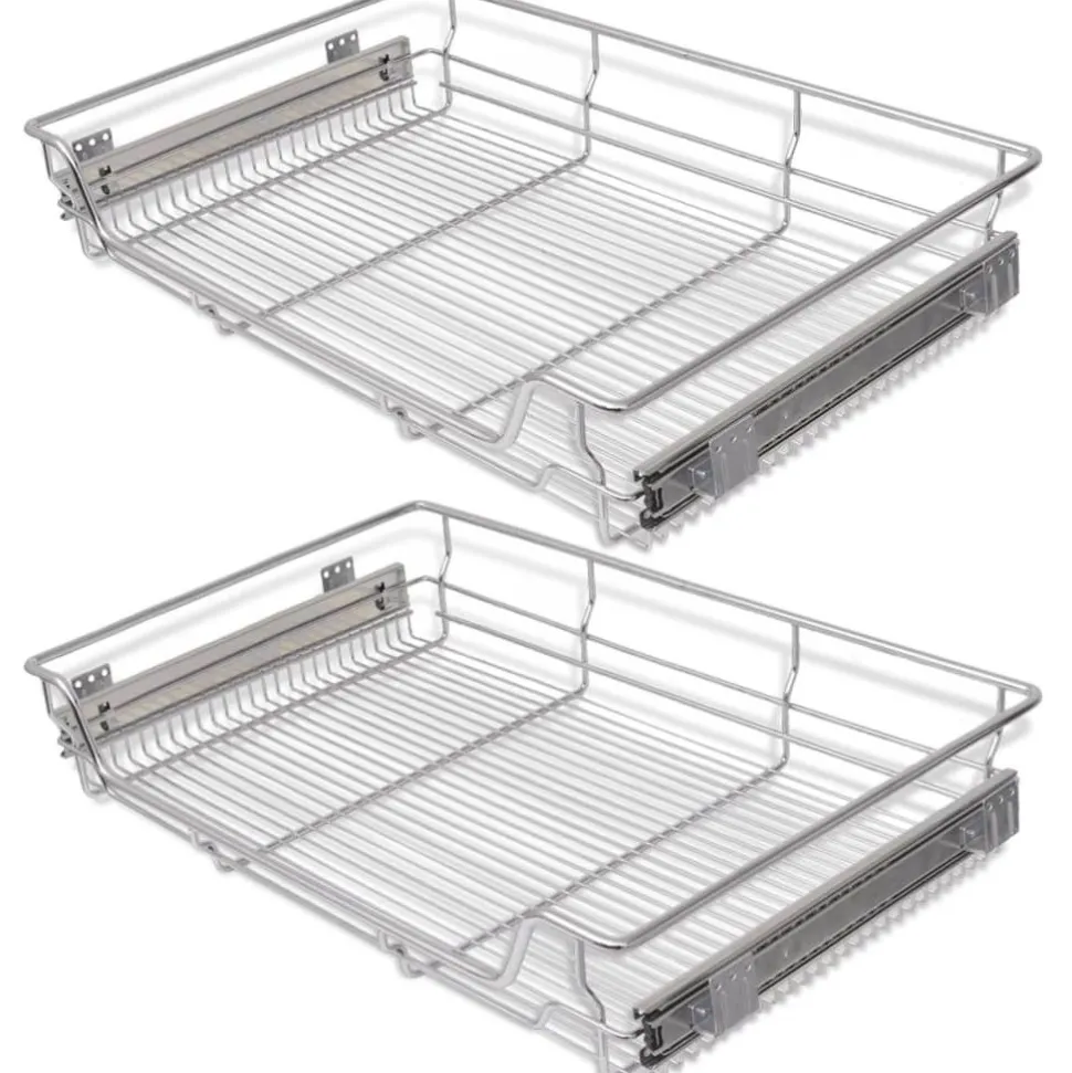 Ulosvedettävät ritilälaatikot 2 kpl 800mm hopea