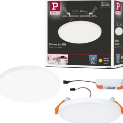 Upotettava LED-paneeli Paulmann Veluna, IP44, Ø12.5cm, 8.5W, 3000K, satiini