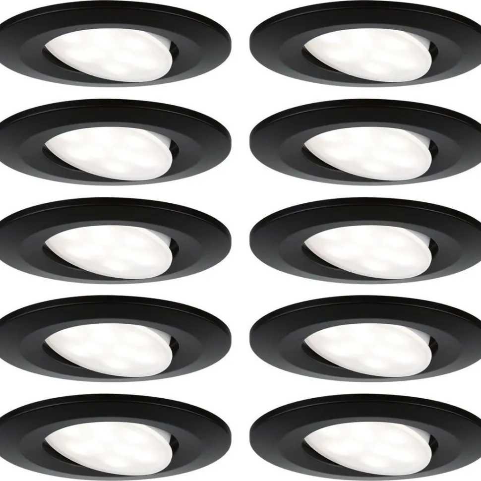 Upotettava LED-valaisin Paulmann Calla, 10kpl, IP65, Ø90mm, 6W, 500lm, 4000K, mattamusta