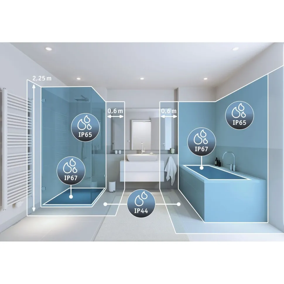 Upotettava LED-valaisin Paulmann Nova Mini Coin Rigid, 3kpl, IP44, Ø65mm, 4W, 310lm, 2700K, eri värejä
