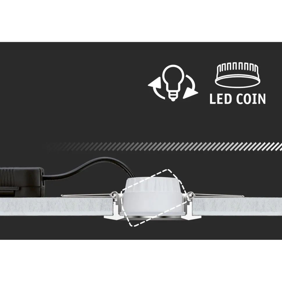 Upotettava LED-valaisin Paulmann Nova Mini Coin Rigid, 3kpl, IP44, Ø65mm, 4W, 310lm, 2700K, eri värejä