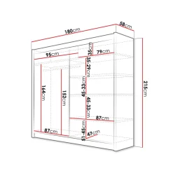 Vaatekaappi BEGA / LONDON I 180, eri värivaihtoehtoja