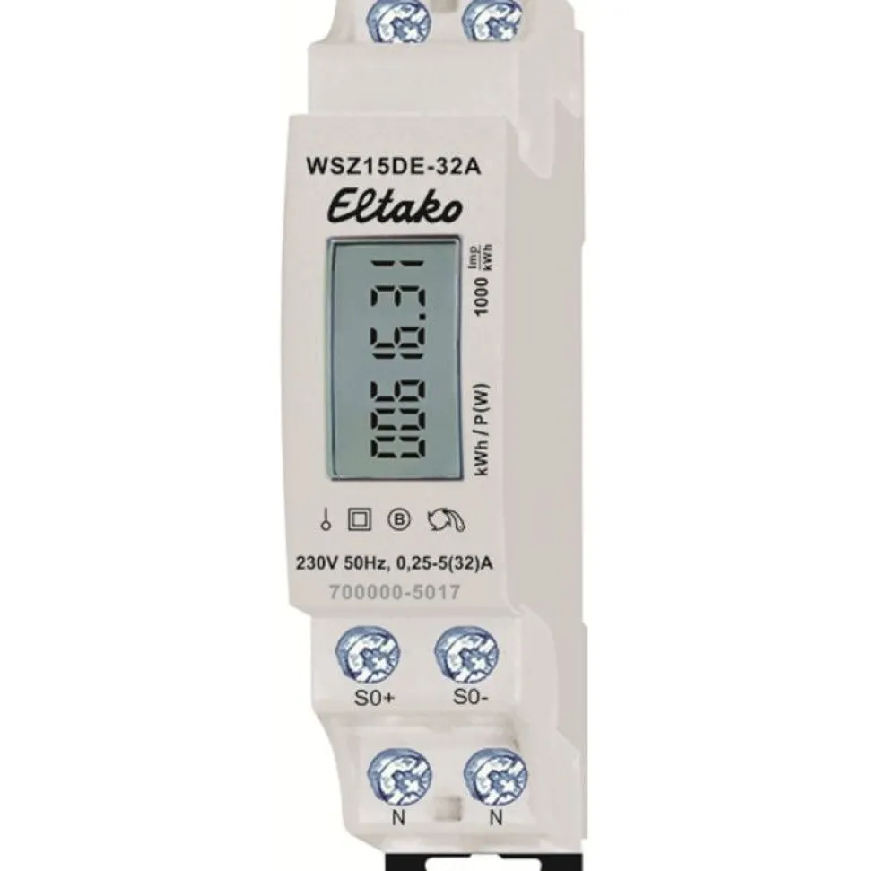 1-vaihe energiamittari Eltako WSZ15DE-32A ilman MID-hyväksyntää