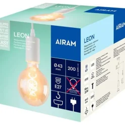 Valaisinripustusjohto Airam Leon, tekstiili, E27, Ø45 x 90mm, johto 2m