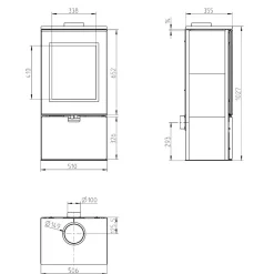 Valmistakka Thorma Cremona Top 8 kW musta/valkoinen