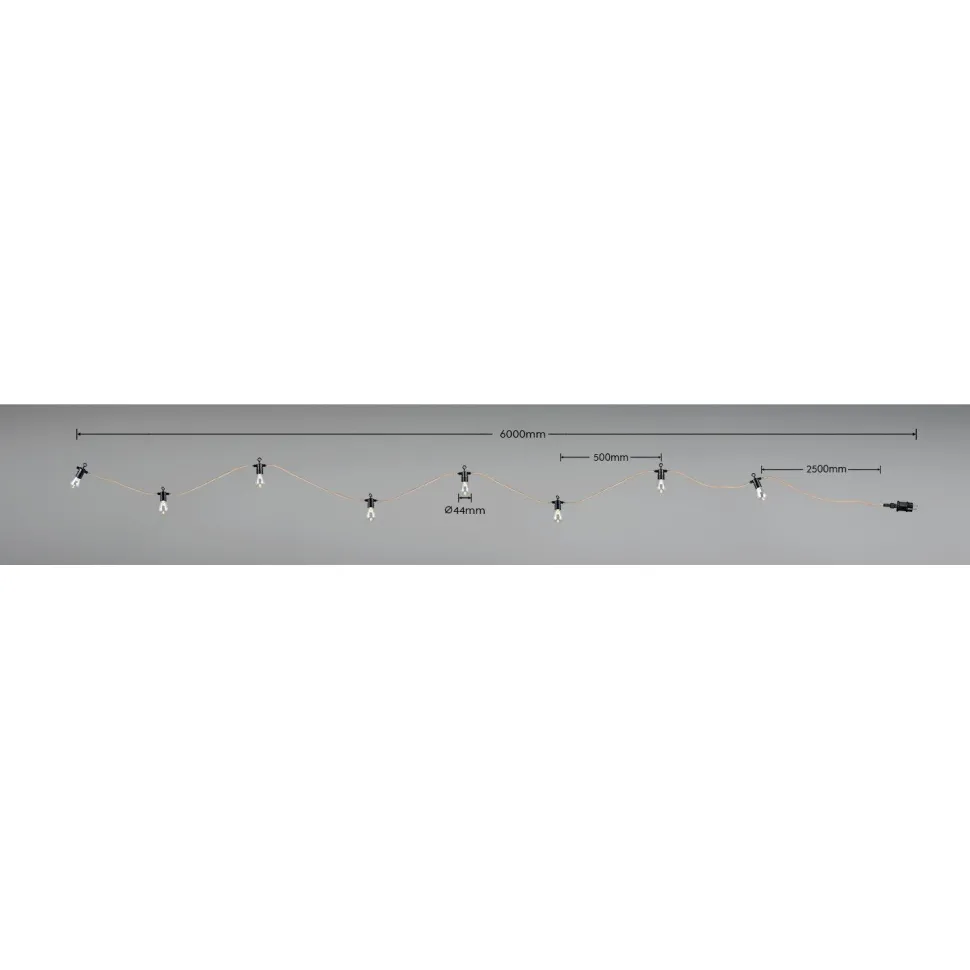 Valoketju LED Trio Ember 6m musta/luonnollinen väri