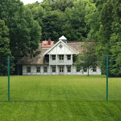 Verkkoaita tolpilla teräs 25x0.5m silmäkoko 25mm vihreä