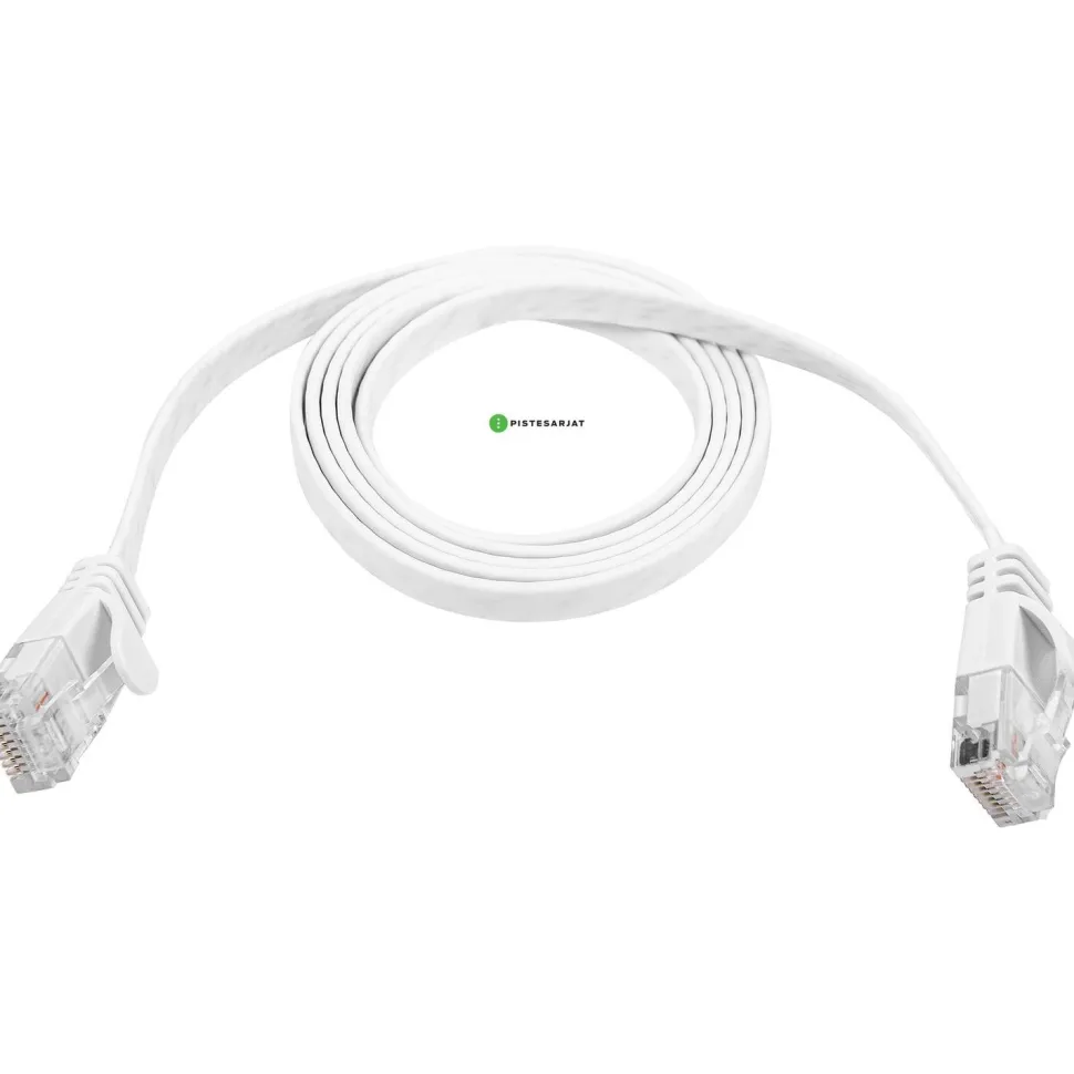 Verkkokaapeli Pistesarjat Cat6a U/UTP Latta, valkoinen, eri pituuksia