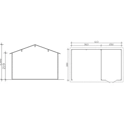 Vierasmaja katoksella Skan Holz Tilburg 9,5 + 13,8 m² harmaa