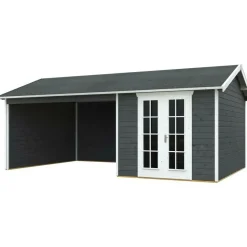 Vierasmaja katoksella Skan Holz Tilburg 9,5 + 13,8 m² harmaa