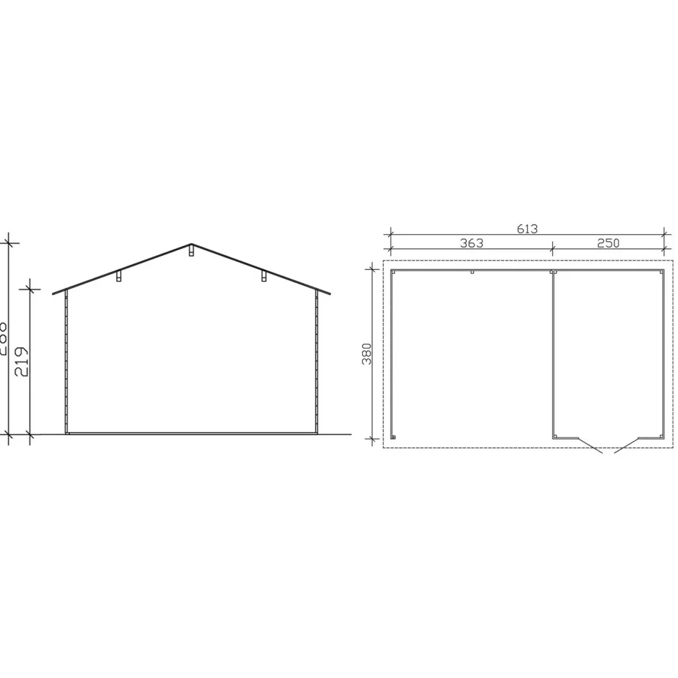 Vierasmaja katoksella Skan Holz 9,5 + 13,8 m²