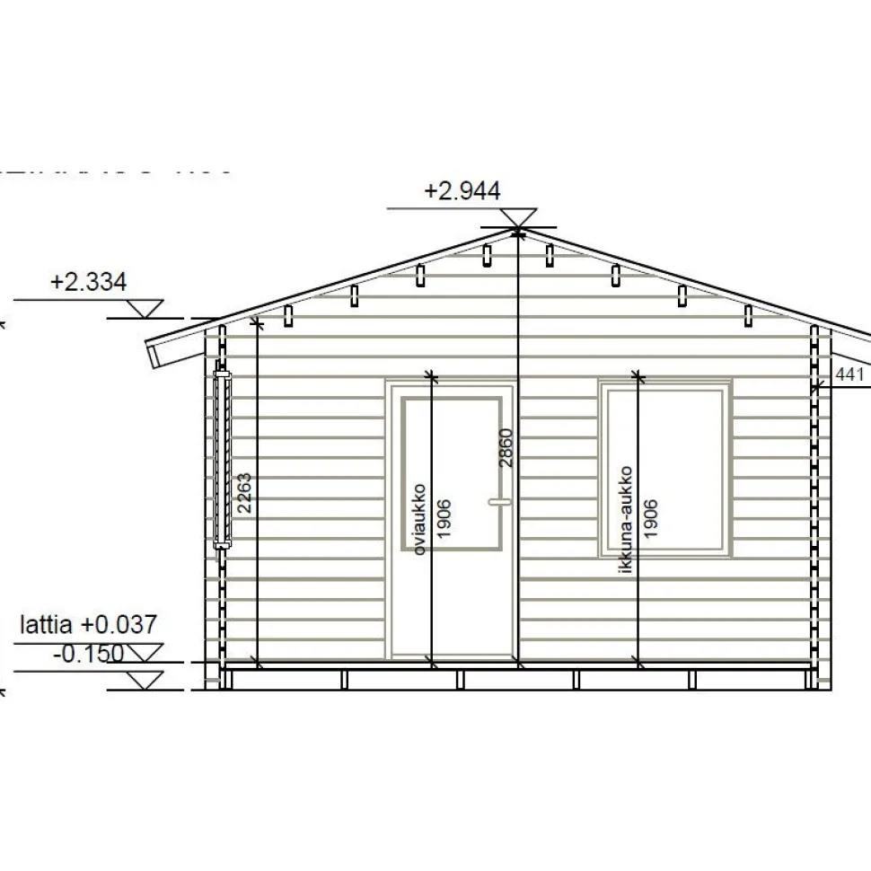 Vierasmaja LP Garden V-L, 16m², harjakatto