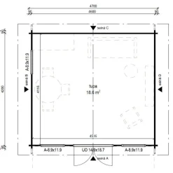 Vierasmaja LP Garden V-XL, 20m², harjakatto