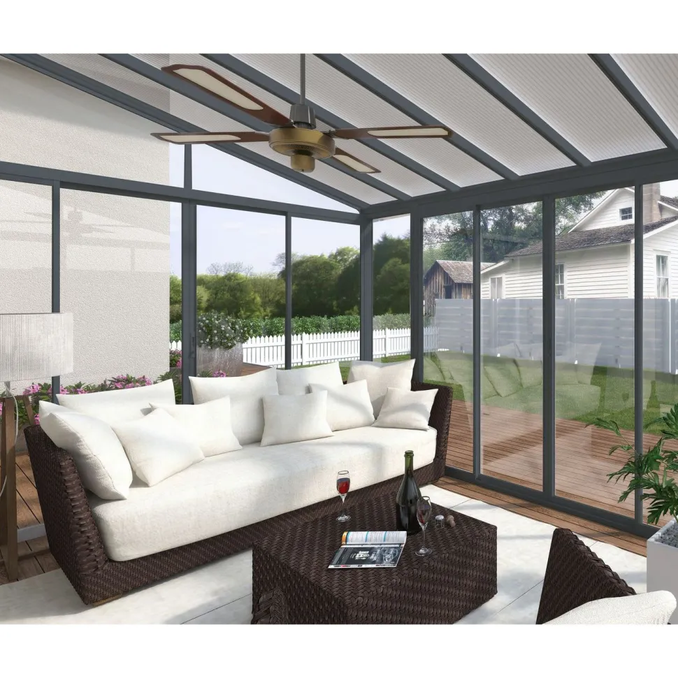 Viherhuone Palram-Canopia SanRemo Veranda, 16.3m², 3x5.46ft, harmaa