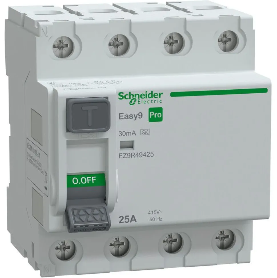 Vikavirtasuojakytkin Schneider Electric Easy9 RCCB 4P 25 A 30 mA A