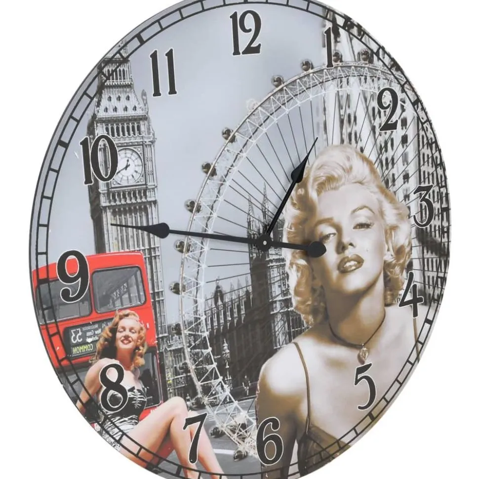 Vintagetyylinen seinäkello marilyn monroe 60 cm