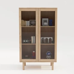Vitriinikaappi Home4You HANSEN 90x40xK150 cm, melamiini, beige