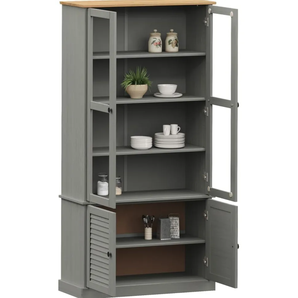 Vitriinikaappi VIGO harmaa 85x35x170 cm täysi mänty (53195)