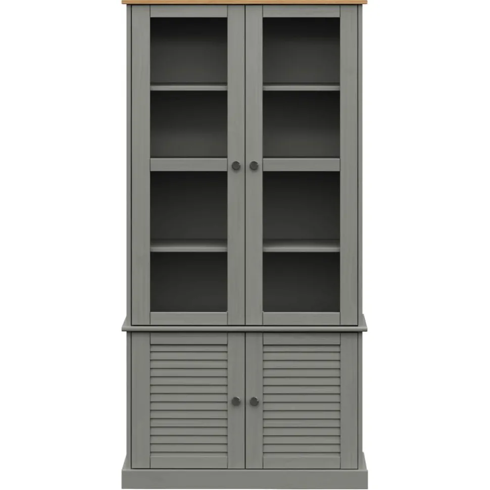 Vitriinikaappi VIGO harmaa 85x35x170 cm täysi mänty (53195)