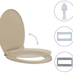 WC-istuimen kansi pehmeästi sulkeutuva beige soikea