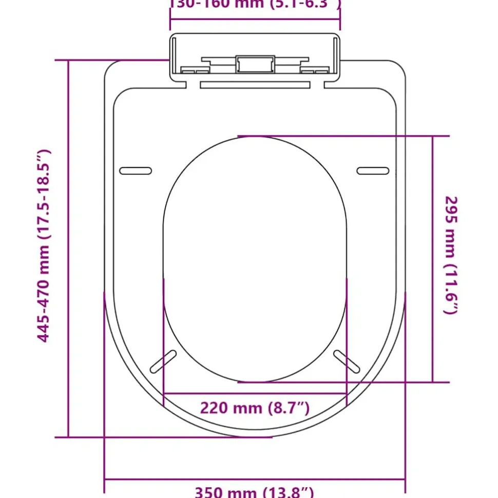 WC-istuimen kansi soft-close neliö valkoinen