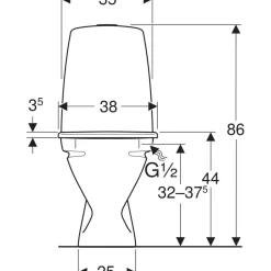 WC-istuin IDO Basic, piilo-S-lukko, 2-huuhtelu, istuinkannella