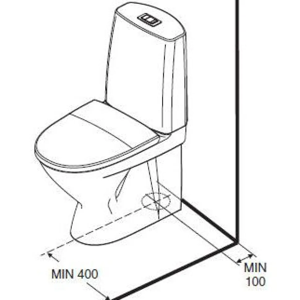WC-istuin Ido Seven D 10 ilman kiinnitysreikiä ja istuinta 1-huuhtelu