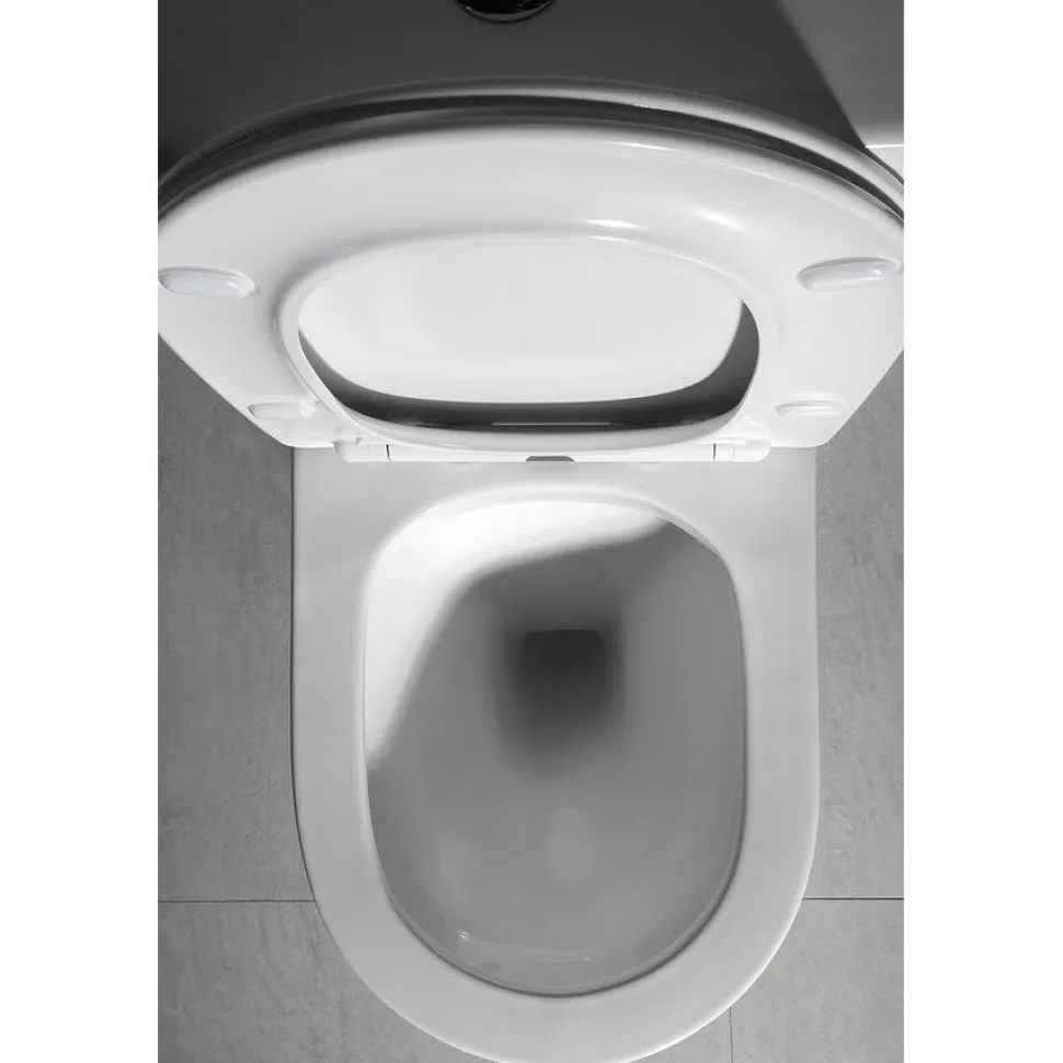 WC-istuin Interia Pako Rimless soft-close -kannella kaksoishuuhtelu, valkoinen