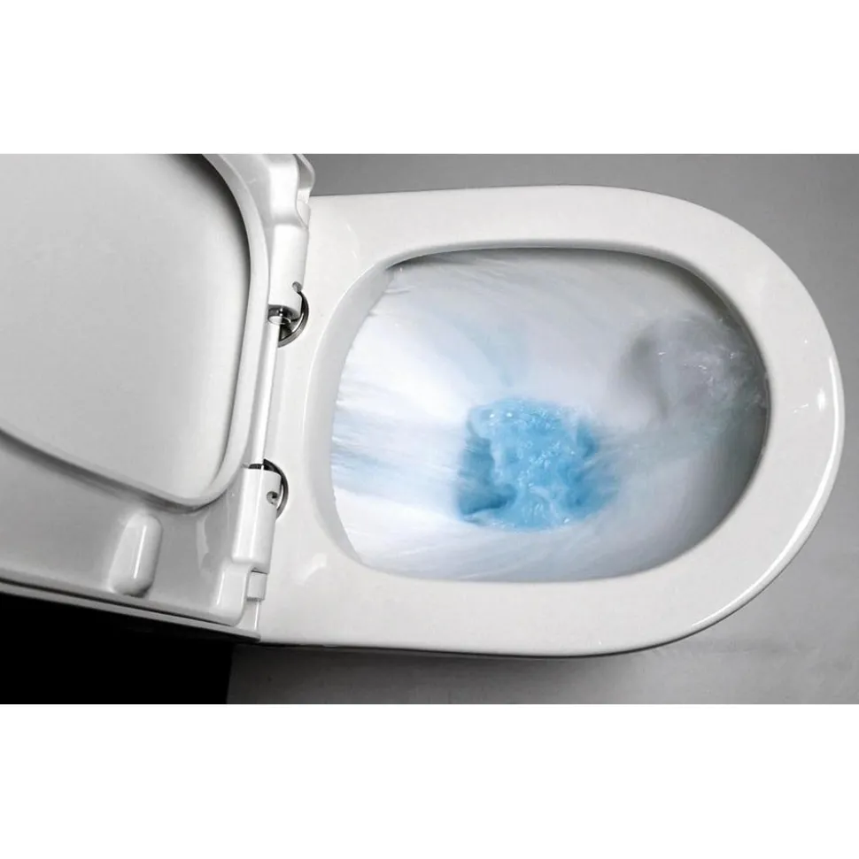 WC-istuin Interia Pako Rimless soft-close -kannella kaksoishuuhtelu, valkoinen