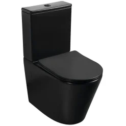 WC-istuin Interia Pako Rimless soft-close -kannella kaksoishuuhtelu, mattamusta