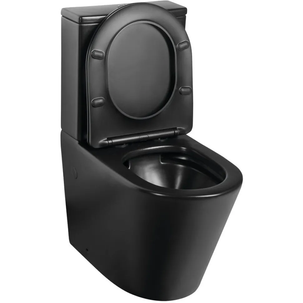 WC-istuin Interia Pako Rimless soft-close -kannella kaksoishuuhtelu, mattamusta
